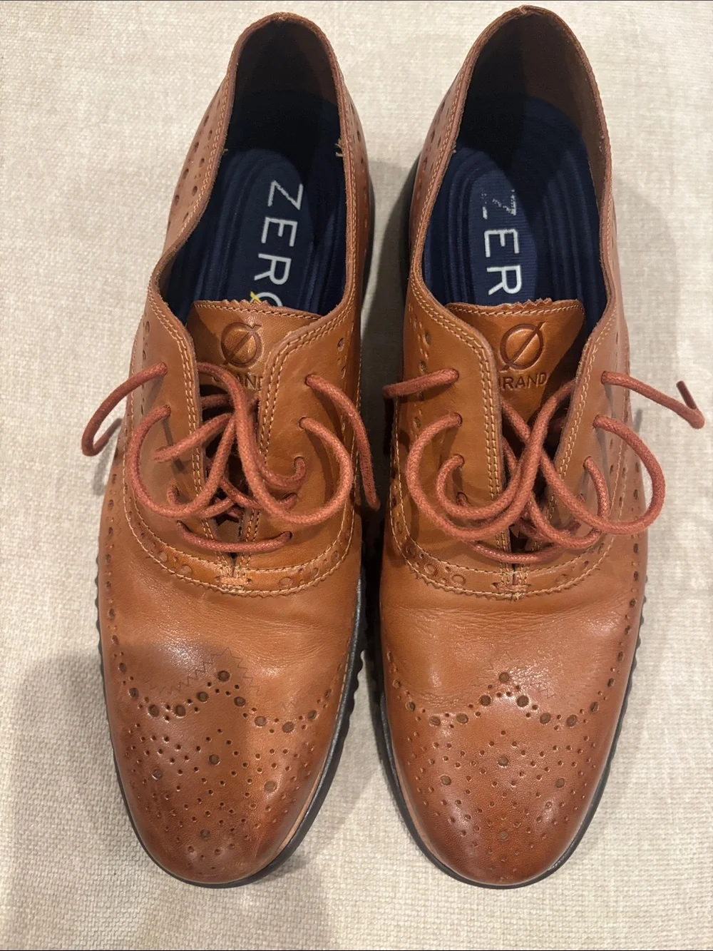 Cole Haan Men's ZERØGRAND Leather Wingtip Oxfords Brown Tan Dress Shoes Classic